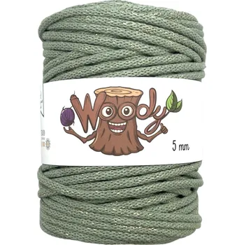 Příze Woody 5 mm/50 metrů - Šalvěj se zlatou nitkou