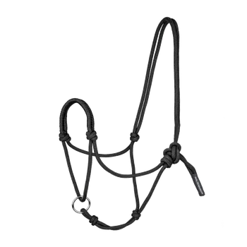 Provazová ohlávka s pohyblivým kroužkem, černá, Pony