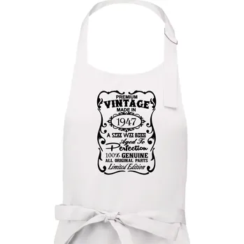 Kuchyňská zástěra Vintage Etiketa - 1947 - Dámská zástěra na vaření - Univerzální velikost ( Bílá )