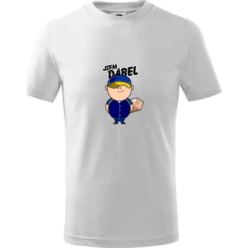 Chlapecké tričko Jsem ďábel doručovatel modro žlutý - Tričko dětské bavlněné - 98 cm / 2 roky ( Bílá )
