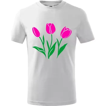 Chlapecké tričko Tři tulipány - Tričko dětské bavlněné - 98 cm / 2 roky ( Bílá )