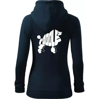 Dámská mikina Pudl - nápis v těle - Dámská mikina trendy zipper s kapucí - XL ( Námořní modrá (velmi tmavá - téměř černá) )