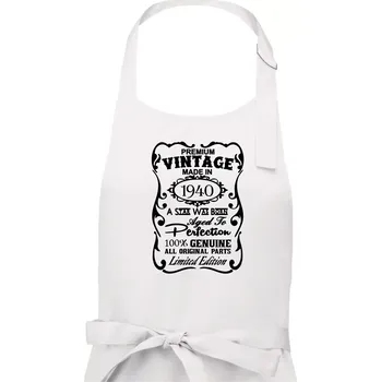 Kuchyňská zástěra Vintage Etiketa - 1940 - Dámská zástěra na vaření - Univerzální velikost ( Bílá )