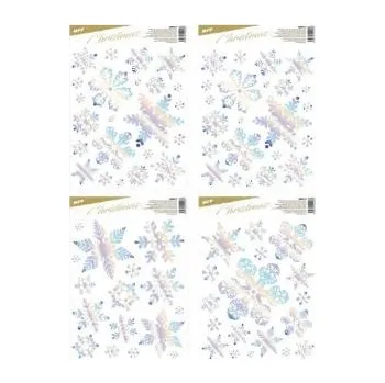 Vánoční dekorace SAMOLEPKA NA OKNO VÁNOČNÍ HOLOGRAM NA FÓLII 30x42cm MFP MIX 1 Ks.