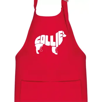 Kuchyňská zástěra Border kolie písmo v těle - Dětská zástěra na vaření - Univerzální velikost ( Červená )