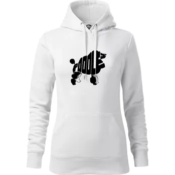 Dámská mikina Pudl - nápis v těle - Mikina dámská Cape s kapucí - XS ( Bílá )