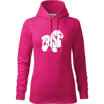 Dámská mikina Bišonek - fries nápis v těle - Mikina dámská Cape s kapucí - L ( Purpurová )