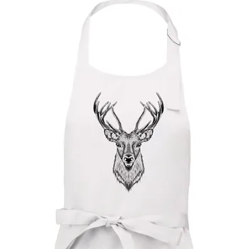 Kuchyňská zástěra Jelen kresba - Pánská zástěra na vaření - Univerzální velikost ( Bílá )
