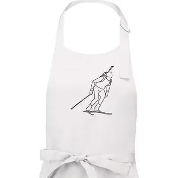 Kuchyňská zástěra Biatlonista skica - Dámská zástěra na vaření - Univerzální velikost ( Bílá )