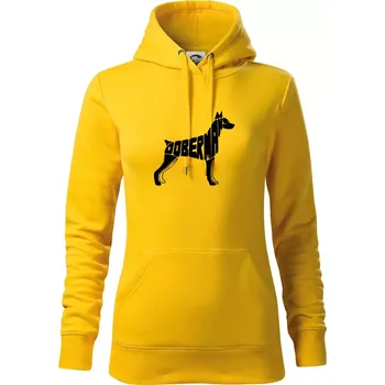 Dámská mikina Dobrmans - nápis v tělě - Mikina dámská Cape s kapucí - M ( Žlutá )