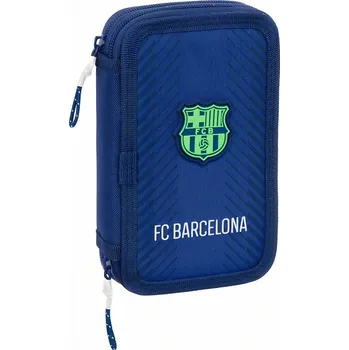 Penál Safta Školní penál dvoupatrový plný modrý/FC Barcelona
