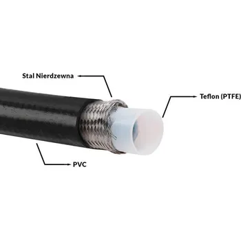 Zahradní hadice Ocelová opletená PTFE hadice PTFE AN4 v černém PVC potahu