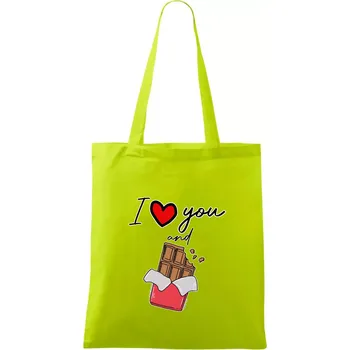 I love you and chocolate - Taška bavlněná - 42 x 38 cm ( Limetková )