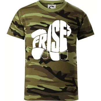 Chlapecké oblečení Bišonek - fries nápis v těle - Dětské maskáčové triko - 104-110cm / 3-4 roky ( Zelený maskáč )