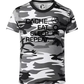 Chlapecké tričko Eat sleep repeat Cache - Dětské maskáčové triko - 134 cm/8 let ( Šedý maskáč )