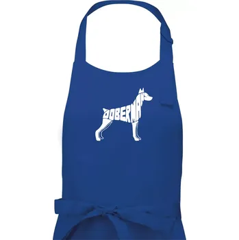 Kuchyňská zástěra Dobrmans - nápis v tělě - Pánská zástěra na vaření - Univerzální velikost ( Královská modrá )