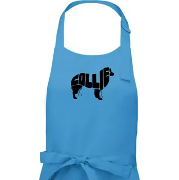 Kuchyňská zástěra Border kolie písmo v těle - Pánská zástěra na vaření - Univerzální velikost ( Světlý tyrkys )