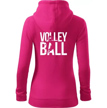 Dámská mikina Volleyball nápis - Dámská mikina trendy zipper s kapucí - 2XL ( Purpurová )