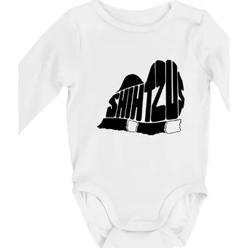 Shih-tzu - nápis v těle - Body kojenecké s dlouhým rukávem - Dlouhý r. do 3 měs ( Bílá )