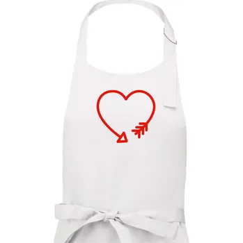 Kuchyňská zástěra Srdce šíp - Dámská zástěra na vaření - Univerzální velikost ( Bílá )