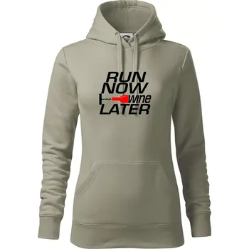 Dámská mikina Run now Wine later - Mikina dámská Cape s kapucí - S ( Light khaki )