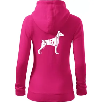 Dámská mikina Dobrmans - nápis v tělě - Dámská mikina trendy zipper s kapucí - M ( Purpurová )