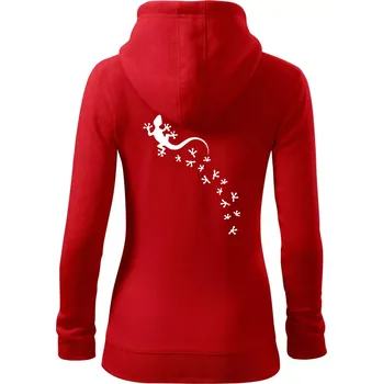 Dámská mikina Geocaching Gekoni - Dámská mikina trendy zipper s kapucí - L ( Červená )