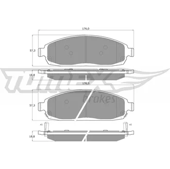 Brzdová destička Sada brzdových destiček, kotoučová brzda TOMEX C TX 15-52