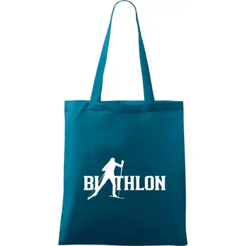 Biathlon nápis - Taška bavlněná - 42 x 38 cm ( Petrolejová )
