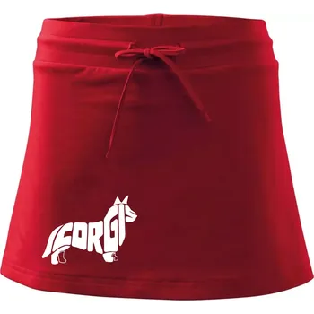 Dámská sukně Corgi - nápis v těle - Sportovní sukně - two in one - S ( Červená )