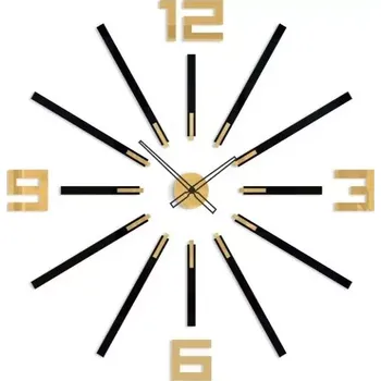 Hodiny 3D nalepovací hodiny Big Sheen černo-zlaté