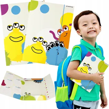 POTWORKI Laminovaná školní složka s gumou A4, Učební pomůcka