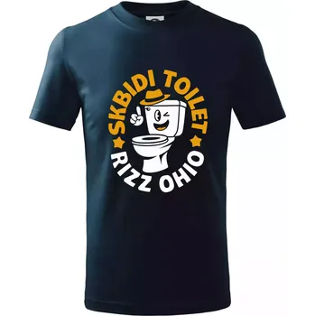 Chlapecké tričko Skibidi toilet rizz ohio - Tričko dětské bavlněné - 98 cm / 2 roky ( Námořní modrá (velmi tmavá - téměř černá) )