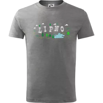 Jezero Lipno - Tričko dětské bavlněné - 98 cm / 2 roky ( Tmavě šedý melír )