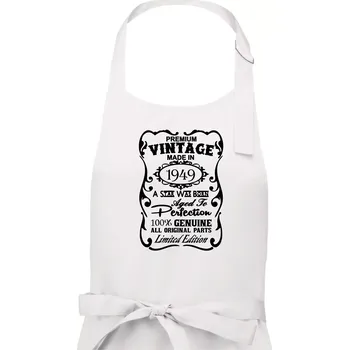 Kuchyňská zástěra Vintage Etiketa - 1949 - Pánská zástěra na vaření - Univerzální velikost ( Bílá )