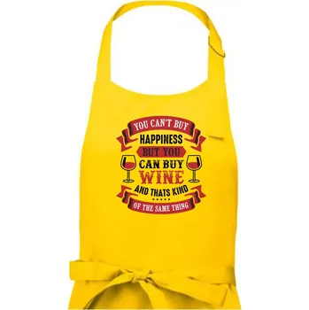 Kuchyňská zástěra You can't buy happiness but you can buy wine - Pánská zástěra na vaření - Univerzální velikost ( Žlutá )