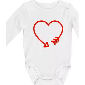 Dětská móda Srdce šíp - Body kojenecké s dlouhým rukávem - Dlouhý r. do 3 měs ( Bílá )