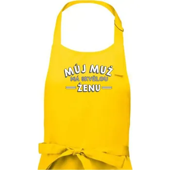 Kuchyňská zástěra Můj muž má skvělou ženu - Dámská zástěra na vaření - Univerzální velikost ( Žlutá )
