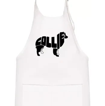 Kuchyňská zástěra Border kolie písmo v těle - Dětská zástěra na vaření - Univerzální velikost ( Bílá )