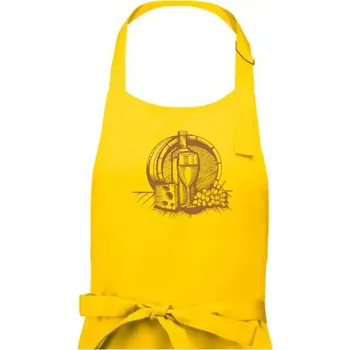 Kuchyňská zástěra Sud vína - Pánská zástěra na vaření - Univerzální velikost ( Žlutá )