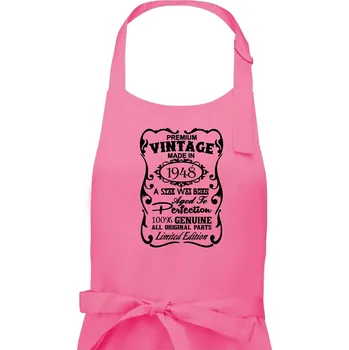 Kuchyňská zástěra Vintage Etiketa - 1948 - Dámská zástěra na vaření - Univerzální velikost ( Růžová )