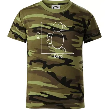 Chlapecké oblečení Cat bird diagram - Dětské maskáčové triko - 146 cm/10 let ( Zelený maskáč )