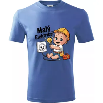 Chlapecké tričko Malý elektrikář - veselá zásuvka - Tričko dětské bavlněné - 98 cm / 2 roky ( Azurově modrá )