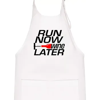 Kuchyňská zástěra Run now Wine later - Dětská zástěra na vaření - Univerzální velikost ( Bílá )
