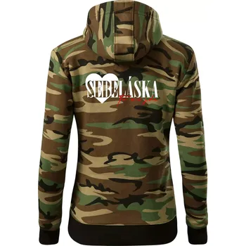 Dámská mikina Sebeláska ta mi jde - Dámská mikina trendy zipper s kapucí - S ( Hnědý maskáč )