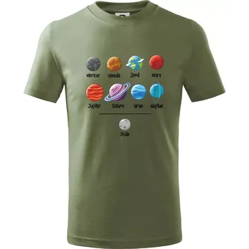 Chlapecké oblečení Planety vedle sebe plus pluto - Tričko dětské bavlněné - 98 cm / 2 roky ( Khaki )