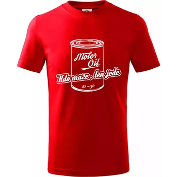 Chlapecké tričko Motor Oil - kdo maže - Tričko dětské bavlněné - 98 cm / 2 roky ( Červená )