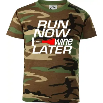 Chlapecké tričko Run now Wine later - Dětské maskáčové triko - 104-110cm / 3-4 roky ( Hnědý maskáč )