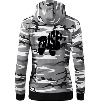 Dámská mikina Bišonek - fries nápis v těle - Dámská mikina trendy zipper s kapucí - 2XL ( Šedý maskáč )