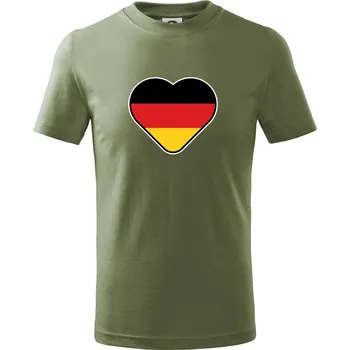 Chlapecké oblečení Germany love velké - Německá vlajka - Tričko dětské bavlněné - 98 cm / 2 roky ( Khaki )